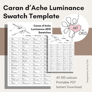 Plantilla de muestra de la gama de 100 lápices de colores Luminance 6901 de Caran d'Ache (descarga digital)