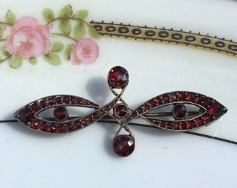 Antiguo broche victoriano Boho Garnet, Art Nouveau, década de 1920, inusual