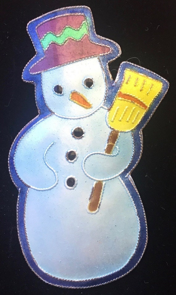 Zarah Vintage Snowman brooch pin enamel over sterl