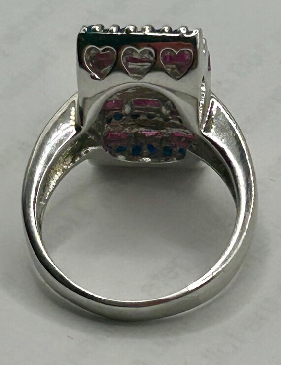 Vintage 1970s Ruby Sapphire Statement Ring 925 St… - image 2