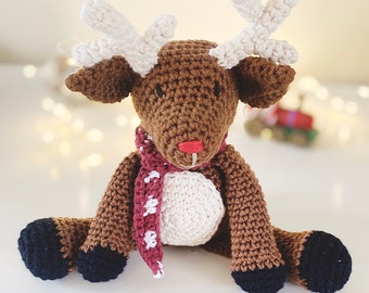 Crochet Reindeer Pattern - Christmas Crochet Pattern - Christmas toy crochet pattern - Reindeer toy pattern
