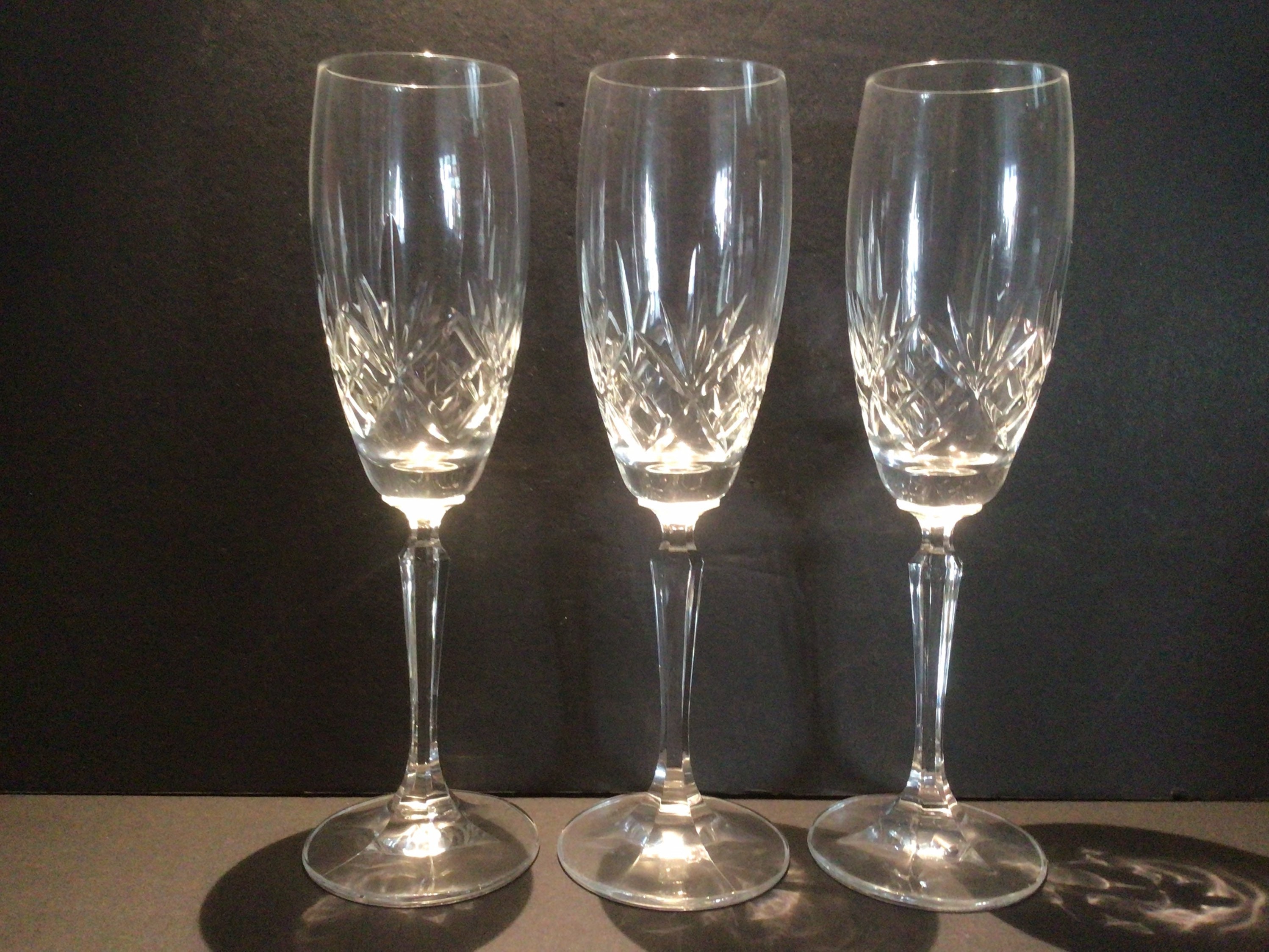 Three high quality lead crystal Champagne glasses or flutes Etsy