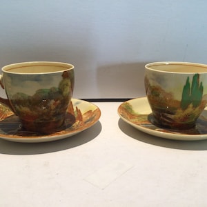 Vintage Royal Doulton Cup and Saucer Set: Woodley Dale Pattern, 1930s Collectible