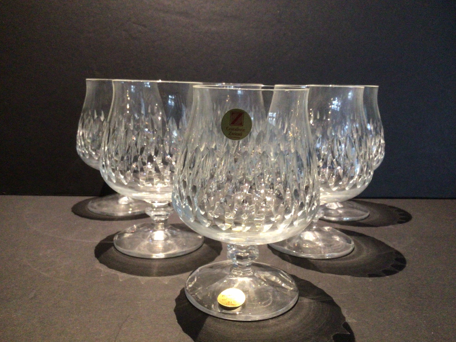 Six German high quality 24 lead crystal brandy glasses by Etsy