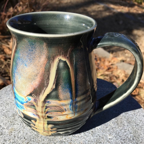Medium Mug, Black Mug,  Blue Mug, Coffee Mug, Tea Mug, Porcelain Mug, Handmade Mug, 10 Oz