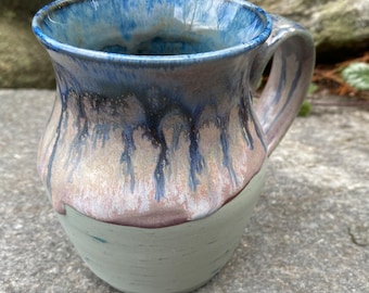 13 Oz Mug,  Tea cup, Coffee Cup, Colored Porcelain clay, Green Mug, Blue Mug,  Handmade, Unique Gift