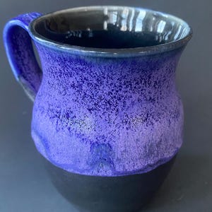 18 Oz Large Mug, Handmade Mug, Purple Mug, Tea Cup, Coffee cup,  Black Mug, Tea Mug, Coffee Mug, Free Shipping