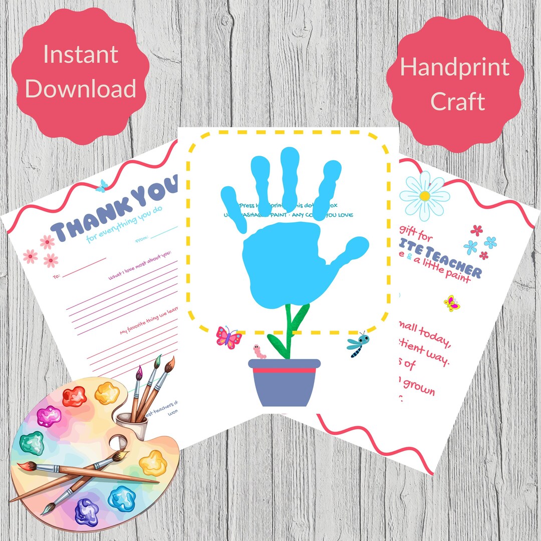 Teacher Appreciation Handprint Printable Kit | Thank You Card ...