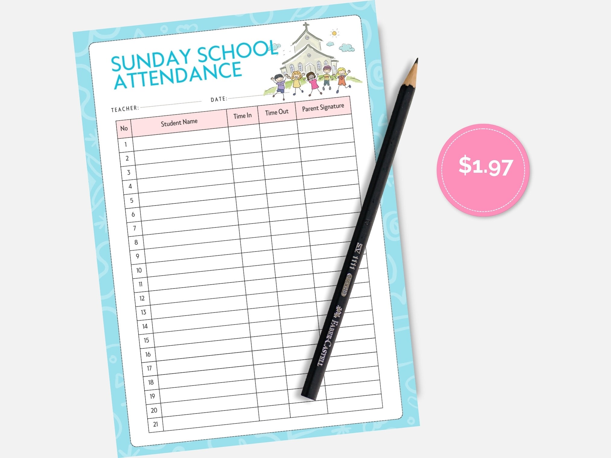 Sunday School Attendance, Attendance Tracker, Kids Attendance ...