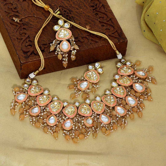Kundan Necklace Set chokar Kundan Haar designer Polki Kundan