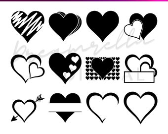 Hearts Svg Bundle, Heart Cut Files pour Cricut, Heart Clipart, Hearts Svg, Meilleur design de t-shirts, Solid Heart Svg, Valentine Heart svg