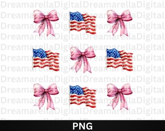 Coquette American Flag Png, Coquette Bow Png, 4th of July Sublimation ...