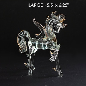 Majestic Glass Pegasus With Gold Plated Accents On Wings (Available In 2 Sizes)