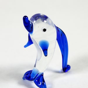 Set of Colorful Standing Glass Dolphins