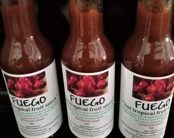 Fuego EXTREME tropical HOT sauce/5oz glass bottle