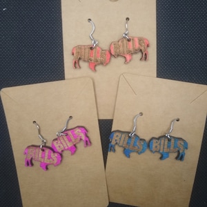 Buffalo Bills Laser cut wood earrings