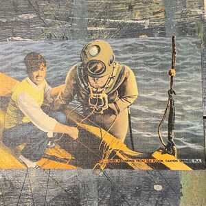 carte postale vintage Tarpon Springs, Floride - Plongée des années 1940