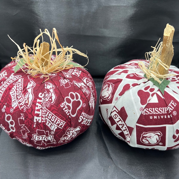 College Football Pumpkin, MS State, Hail State, Mississippi, fabric pumpkin, fan, dorm decor, autumn,,Bulldogs, team, fan, SEC, Starkville