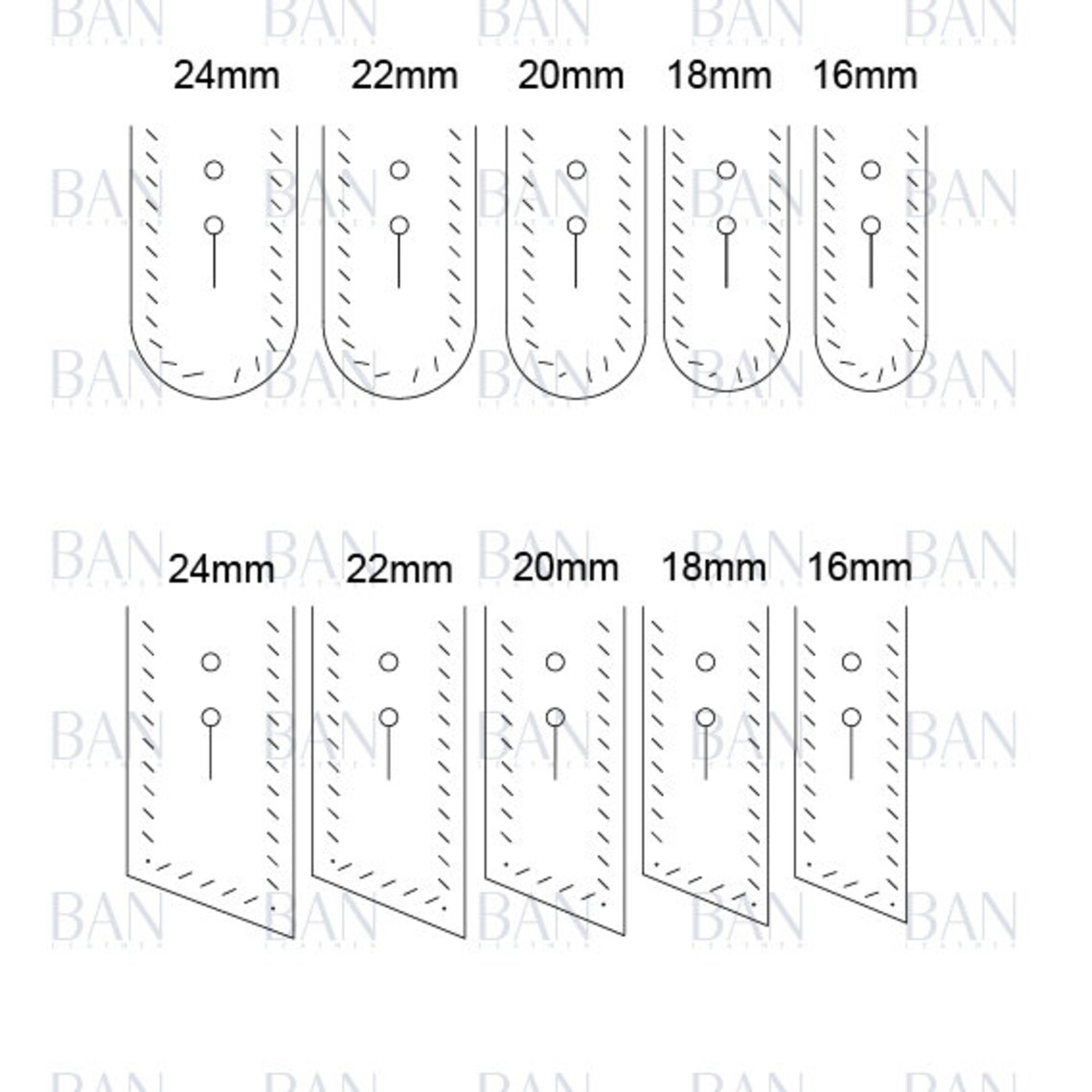 DIY PDF PATTERN Watch Strap Template 24mm 22mm 20mm 18mm - Etsy
