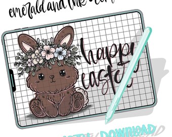 Spring Holiday PNG Floral Easter Bunny Digital Download