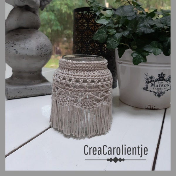 Crochet pattern tealight holder / Jar cover in Boho style (english-US)