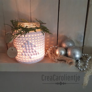 Crochet pattern English (US) Tealight holder / Jar Cover christmas tree and fresh green twigs
