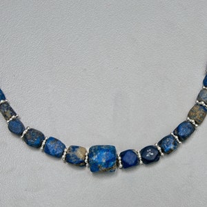 Ancient Lapis Lazuli Beads with Handmade Silver Spacers