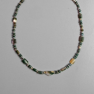 Ancient Black Agate Beads with Granulated Silver Spacers