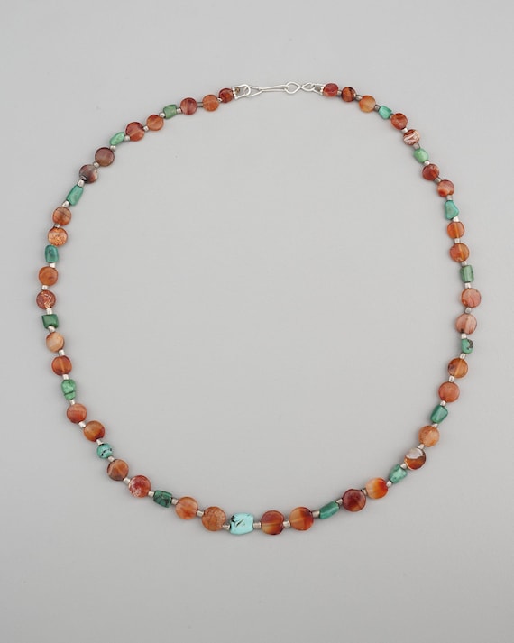 Ancient Carnelian Beads with Tibetan Turquoise and