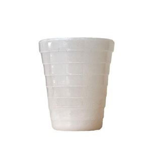 Vintage Akro Agate Mini Tumbler Cup Children’s Tea Set, White, Ribbed Glass 2” Inch Collectable Piece.