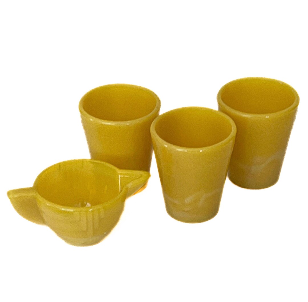 Vintage Akro Agate Mini Tea Set: Yellow Glass, Raised Daisy Pattern - Etsy