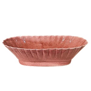 Hübsche Vintage Covina California Keramik Oval Rosa gesprenkelte Keramik Servier Obst Herzstück Schüssel Teller.