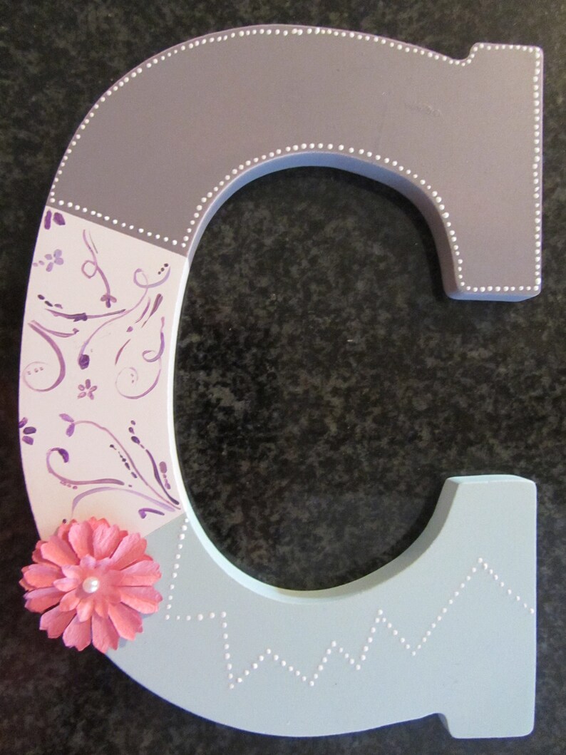 Floral Hand Painted Wood Wall Letters Etsy