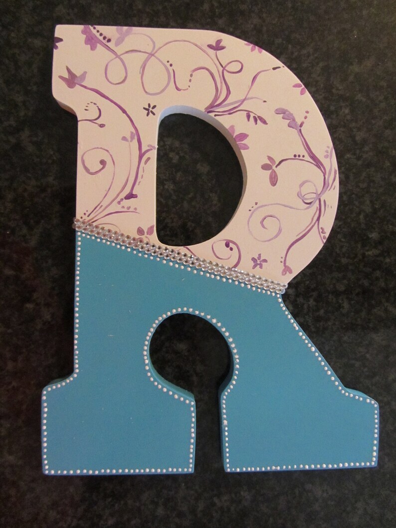 Floral Hand Painted Wood Wall Letters Etsy