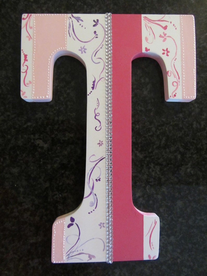 Floral Hand Painted Wood Wall Letters Etsy