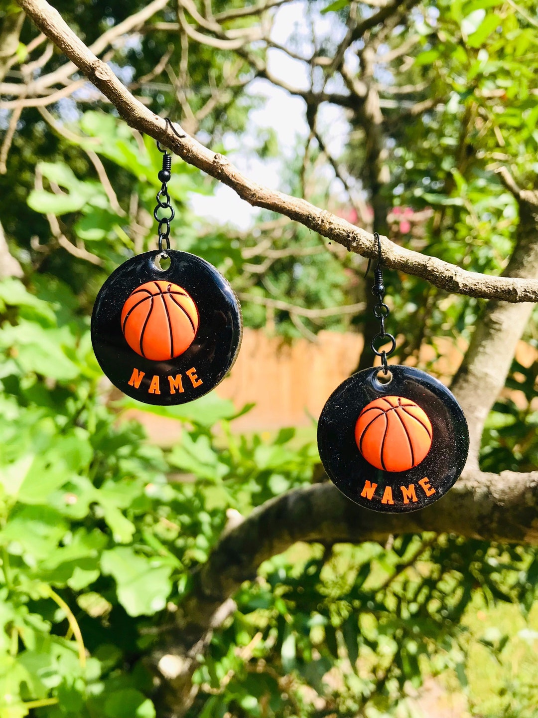 Customized Basketball Earrings Personalized Basketball Etsy