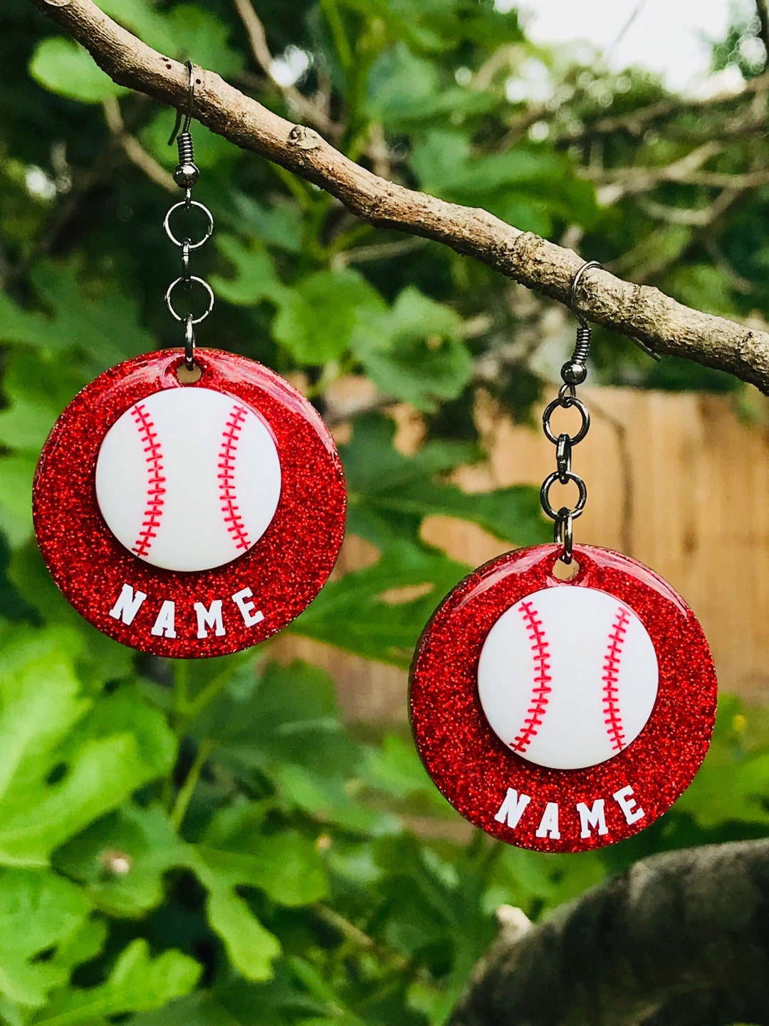 Customized Baseball Earrings, Baseball Earrings Personalized, Baseball