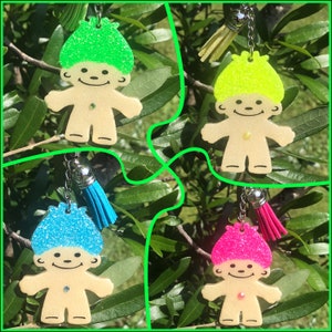 Troll Keychain, Trolls Keychain, Trolls, Troll, Troll Decor, Troll Charm, 90&#39;s, 90s, Vintage