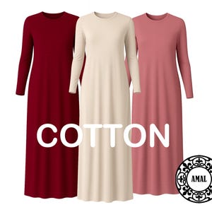 AMAL COTTON Knit Slip Dress for Women | Maxi Underdress | Soft Breathable Layering Piece | Basic Outfit | Long Undergarment USA