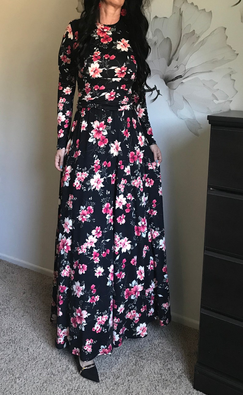 AMAL Muslim Women Dress Knitwear Maxi Islamic Dress Long Sleeves Hijab Abaya