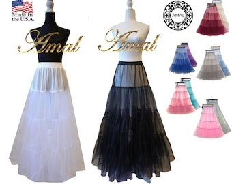 AMAL Retro Dress Vintage Dress Petticoats Long Skirt Women Floor Length USA 36" or 92 cm. Model U3.