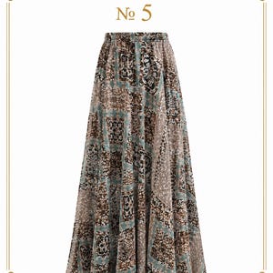 AMAL, Chiffon Maxi Skirt with Full Lining, Semi Circle Flared Long Skirt, Elastic Waist Modest Skirt, Floral Print Skirt for Women M- 113. PRINT #5