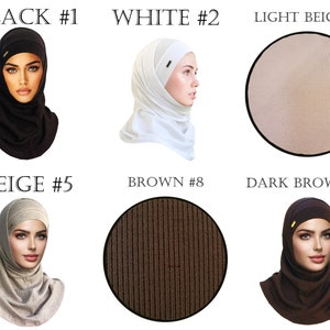 May include: Nine different colors of fabric swatches, including black, white, light beige, beige, brown, and dark brown. The fabric is ribbed and has a slight sheen.