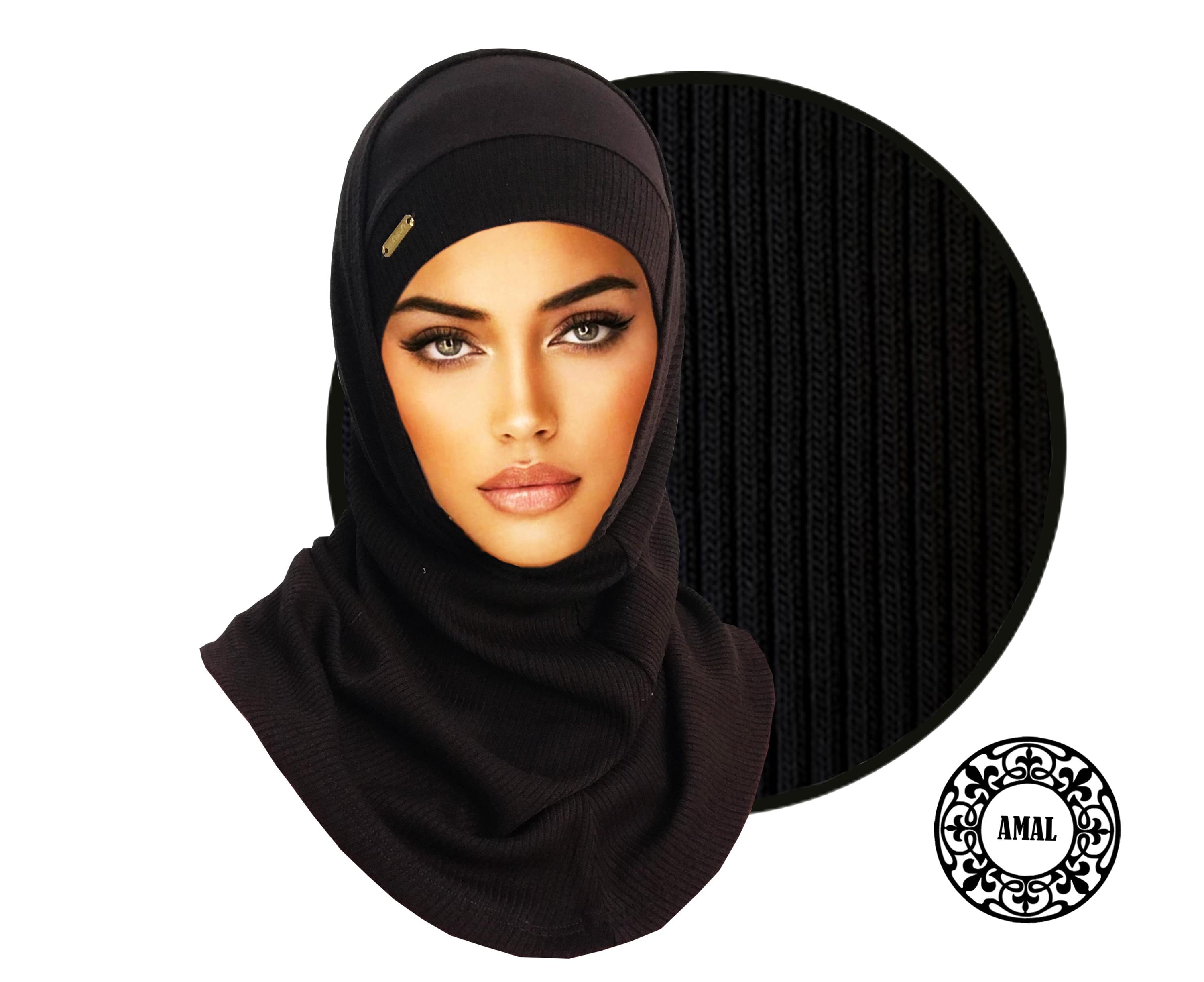 AMAL Muslim Hijab, Sport Amira, Cotton Ribbed Knitwear, USA, Model H8
