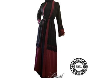 AMAL MUSLIM.  Abaya. xs-4xl. Islamic Hijab. USA. Model 39.