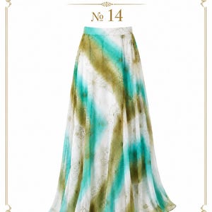 AMAL, Chiffon Maxi Skirt with Full Lining, Semi Circle Flared Long Skirt, Elastic Waist Modest Skirt, Floral Print Skirt for Women M- 113. PRINT #14