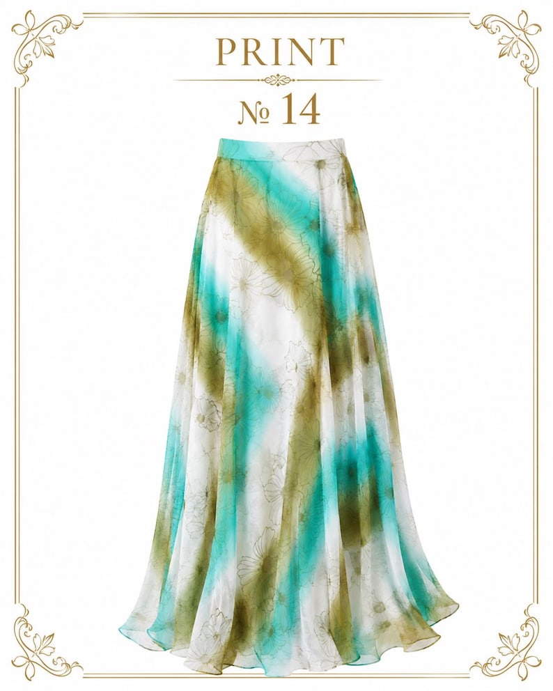 AMAL, Chiffon Maxi Skirt with Full Lining, Semi Circle Flared Long Skirt, Elastic Waist Modest Skirt, Floral Print Skirt for Women M- 113. PRINT #14