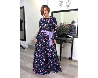 AMAL MUSULMANS. Robe longue pour femme. Imprimé floral. XS-4XL. coton. hijab islamique. ETATS-UNIS. Modèle 75.