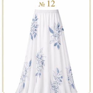 AMAL, Chiffon Maxi Skirt with Full Lining, Semi Circle Flared Long Skirt, Elastic Waist Modest Skirt, Floral Print Skirt for Women M- 113. PRINT #12