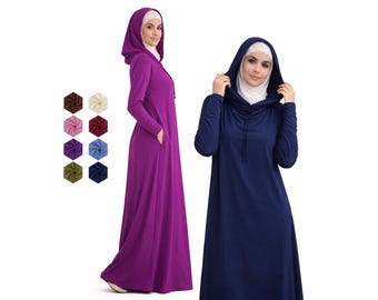 AMAL Musulmana. Vestido de oración modesto con capucha | Vestido musulmán de diario | Vestido islámico de punto ITY, EE. UU. Modelo 35.